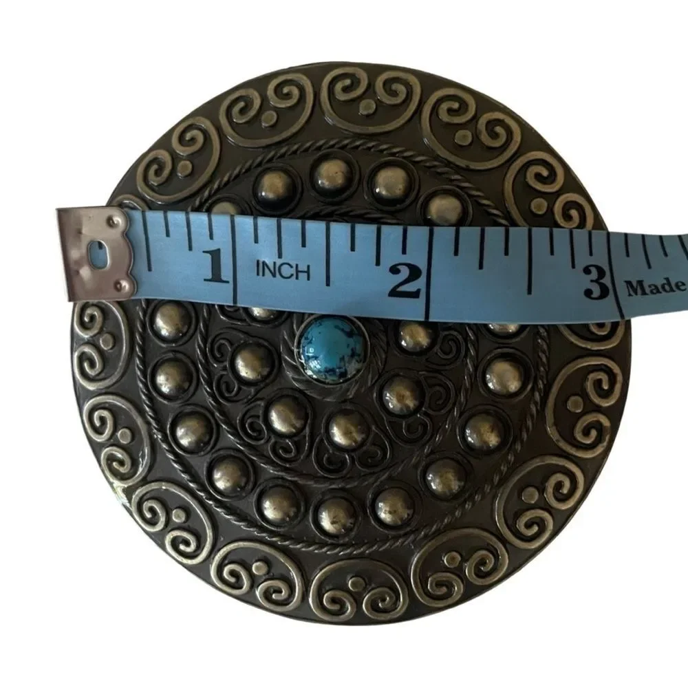Bohemian Round Belt Buckle With Turquoise Stone